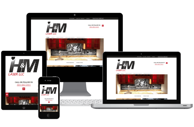Responsive screeshot of HMLASERLLC.com on several devices