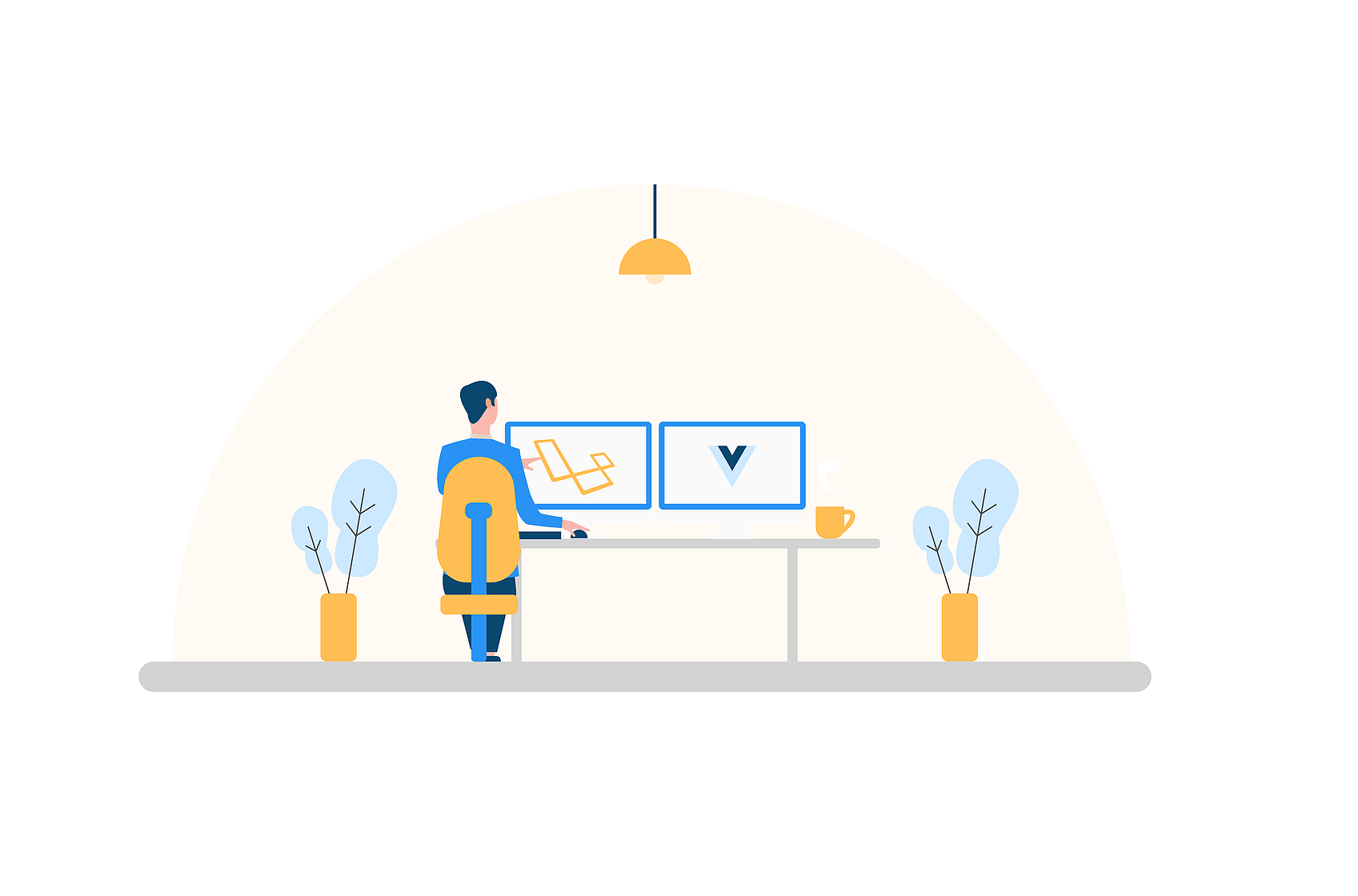 Programmers Viewing Multiple Screens
